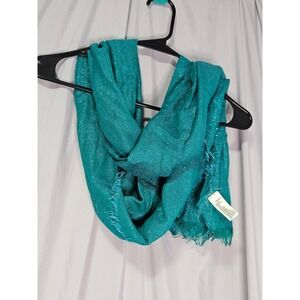 American Eagle Outfitters Teal Metallic Sparkle Fringe Scarf Women's